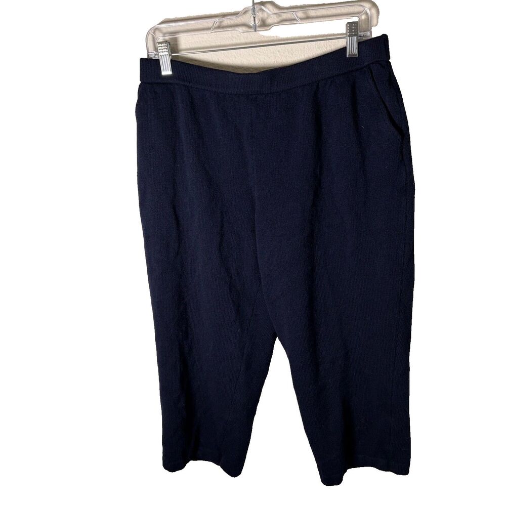 St John Collection Knit Pants Women's 12 Capri Cropped Navy Blue Pull On